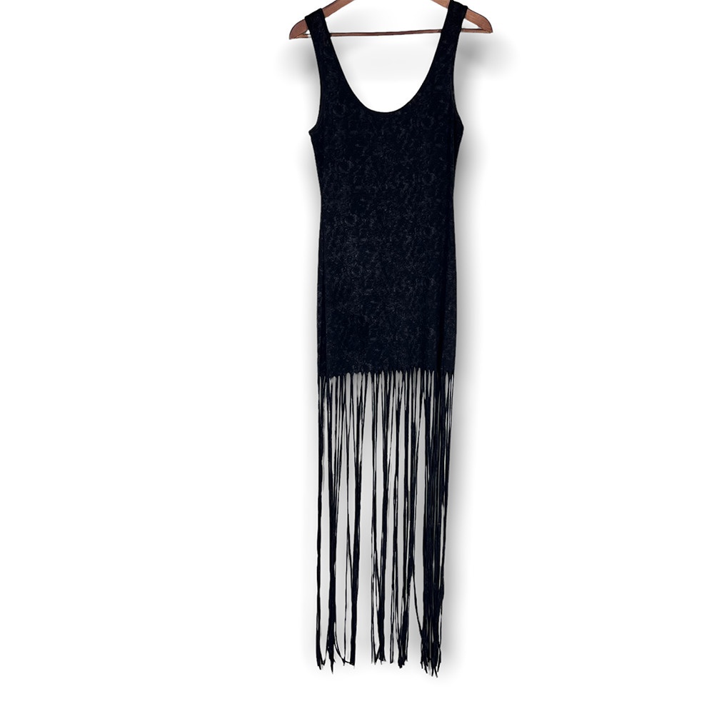 Fora Bodycon Fringe Black Tank Dress - Picture 2 of 12